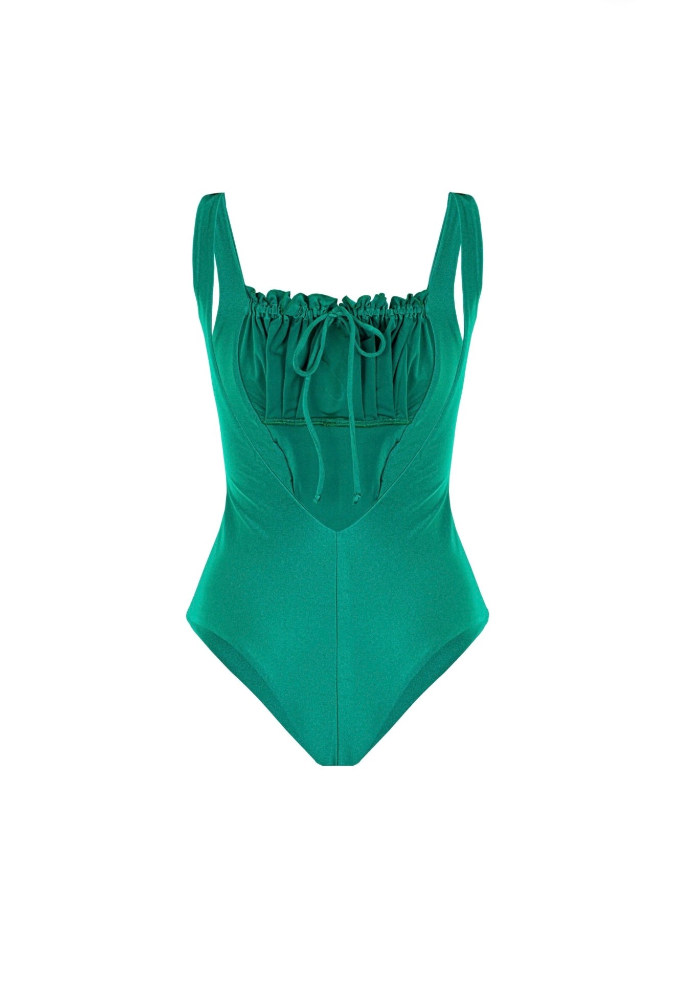 SCARLETT ONE-PIECE CORSET SWIMSUIT IN EMERALD GREEN COLOR